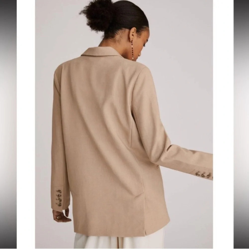 Anthropologie MAEVE Double Breasted Blazer In Beige Size 6 - Picture 2 of 10